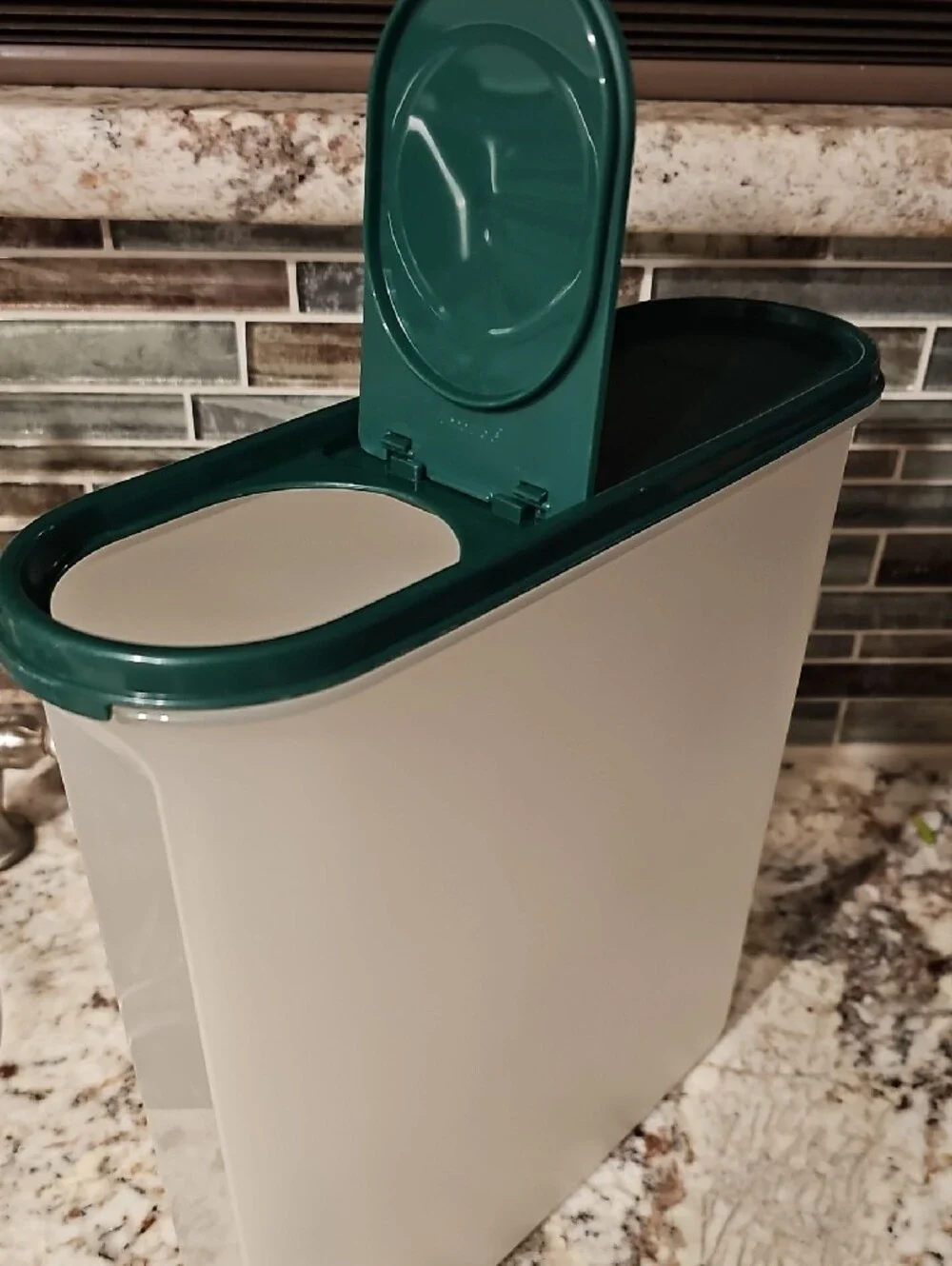 Tupperware Cream Storage Canisters with Dark Green Lids